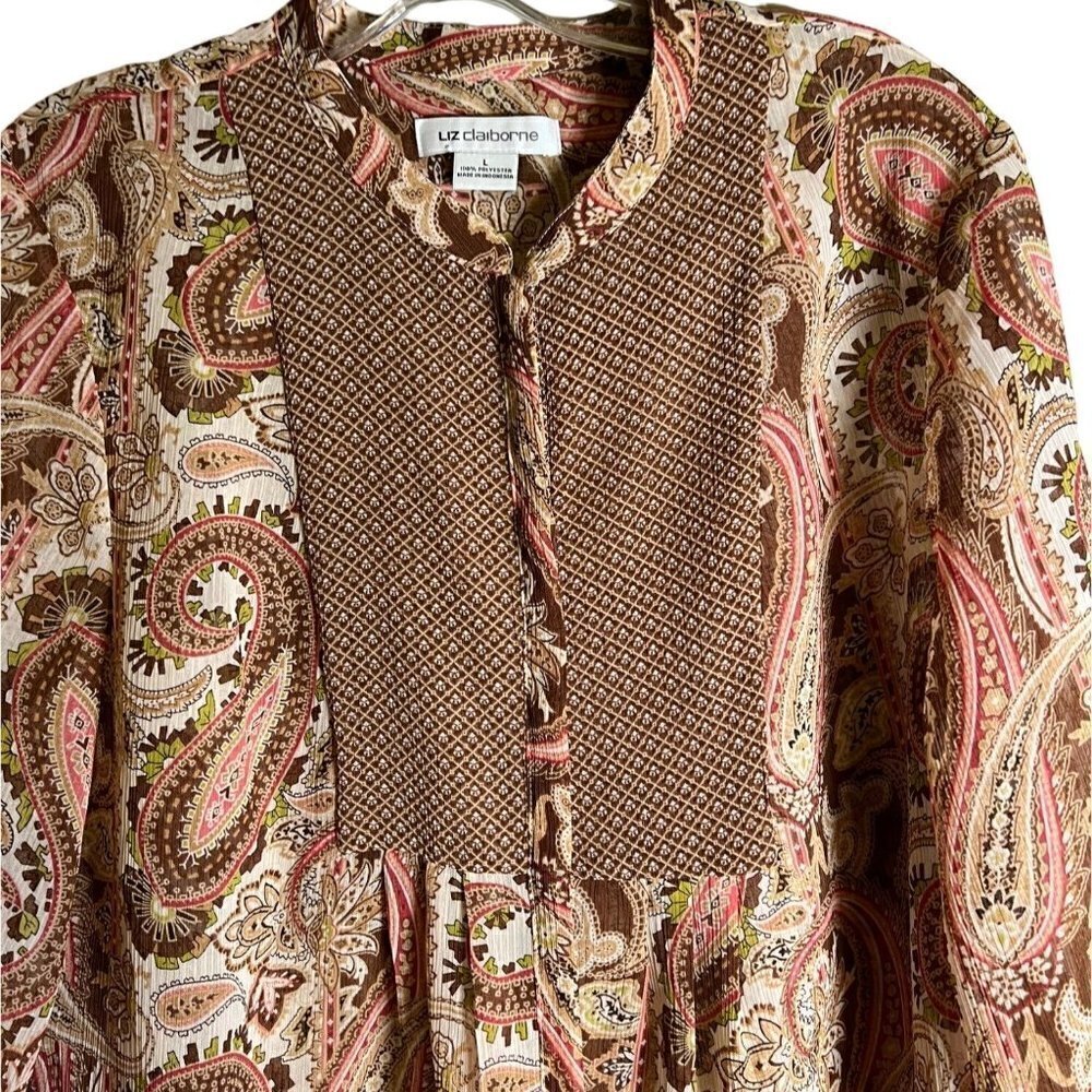 LIZ Claiborne Women's Paisley Blouse Size Large - Picture 3 of 7
